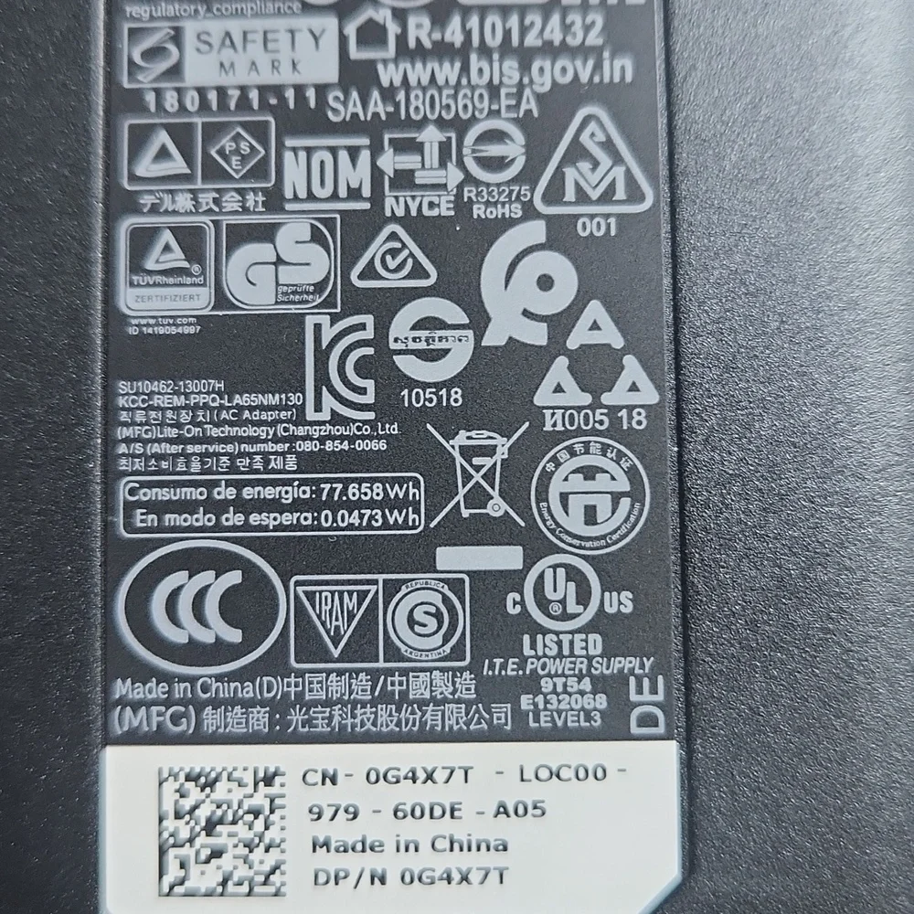 Dell AC/DC Power Adapter Supply Cord Charger JU012 Family Model DA130PE1…